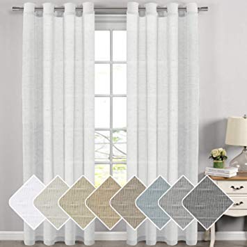 H.VERSAILTEX Extra Long Linen Curtains Window Treatments for Living Room/Rich  Linen Sheer