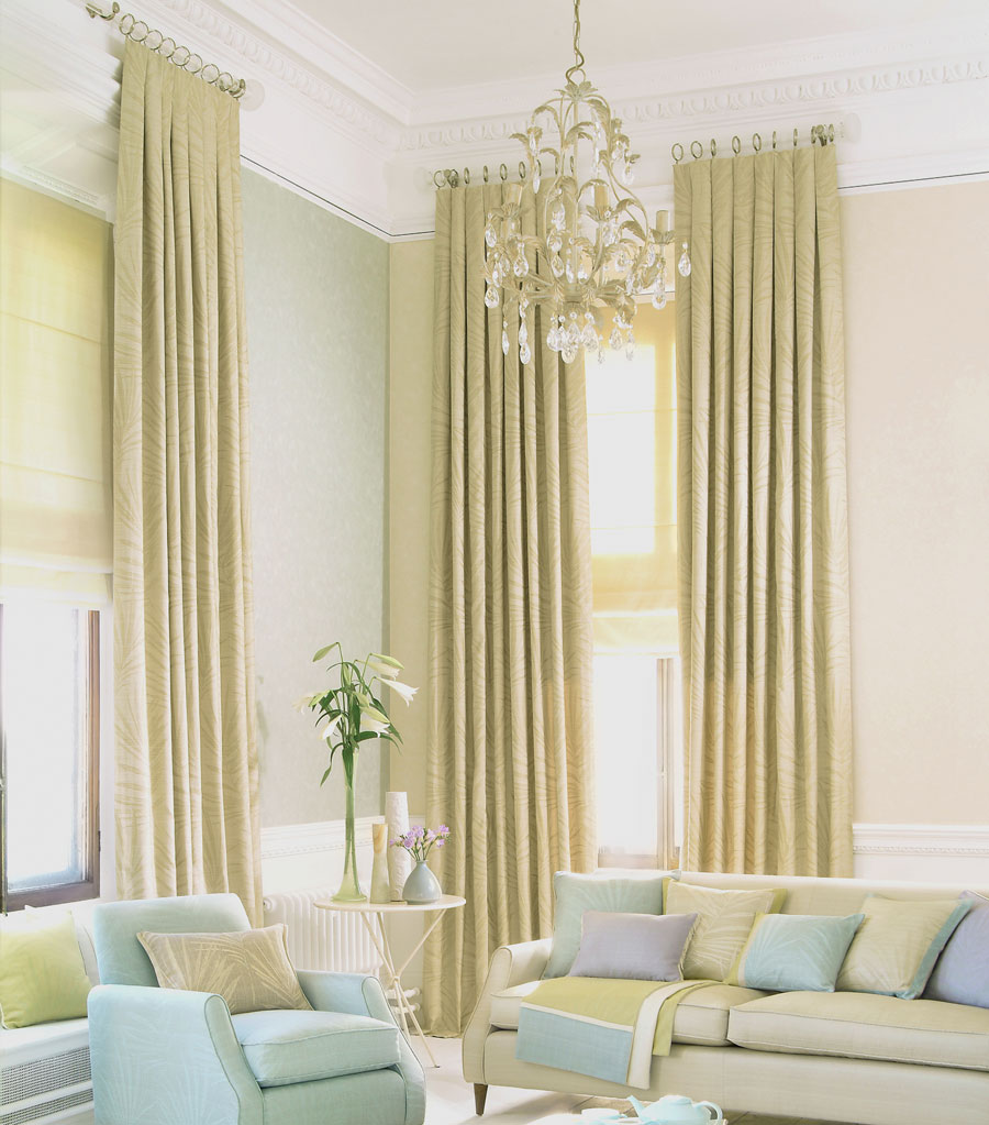 long window panels with extra long curtains