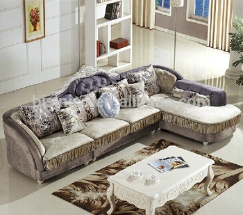 Cloth living room sofa set, Wood frame corner sofa, Post-modern sectional  sofa