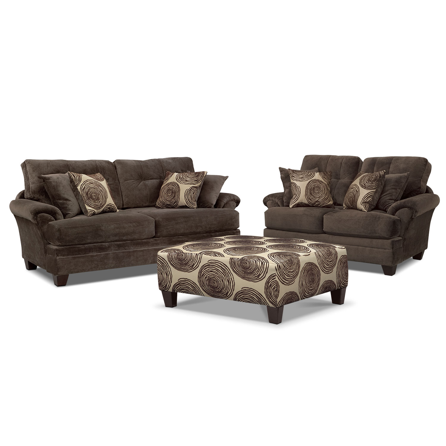 Cordelle Sofa, Loveseat and Cocktail Ottoman Set | Value City