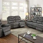 Amazon.com: 3Pcs Slate Grey Leather Motion Sofa Loveseat Chair