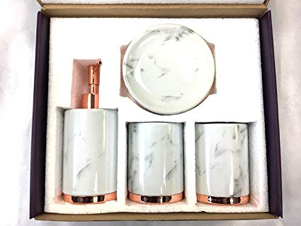 Amazon.com: WPM 4 Piece Bathroom Accessory Set. Marble look with