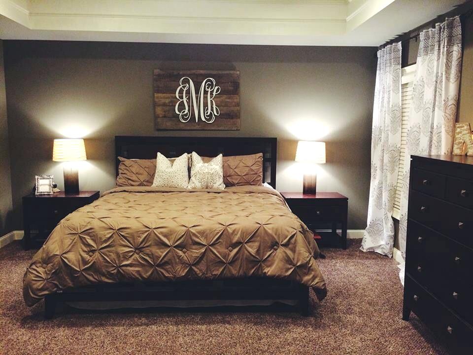 Pinterest Bedroom Wall Decor Neutral Bedroom With Pallet Monogram For Our  Home Within Master Bedroom Wall Decor Renovation Pinterest Bedroom Wall  Decor
