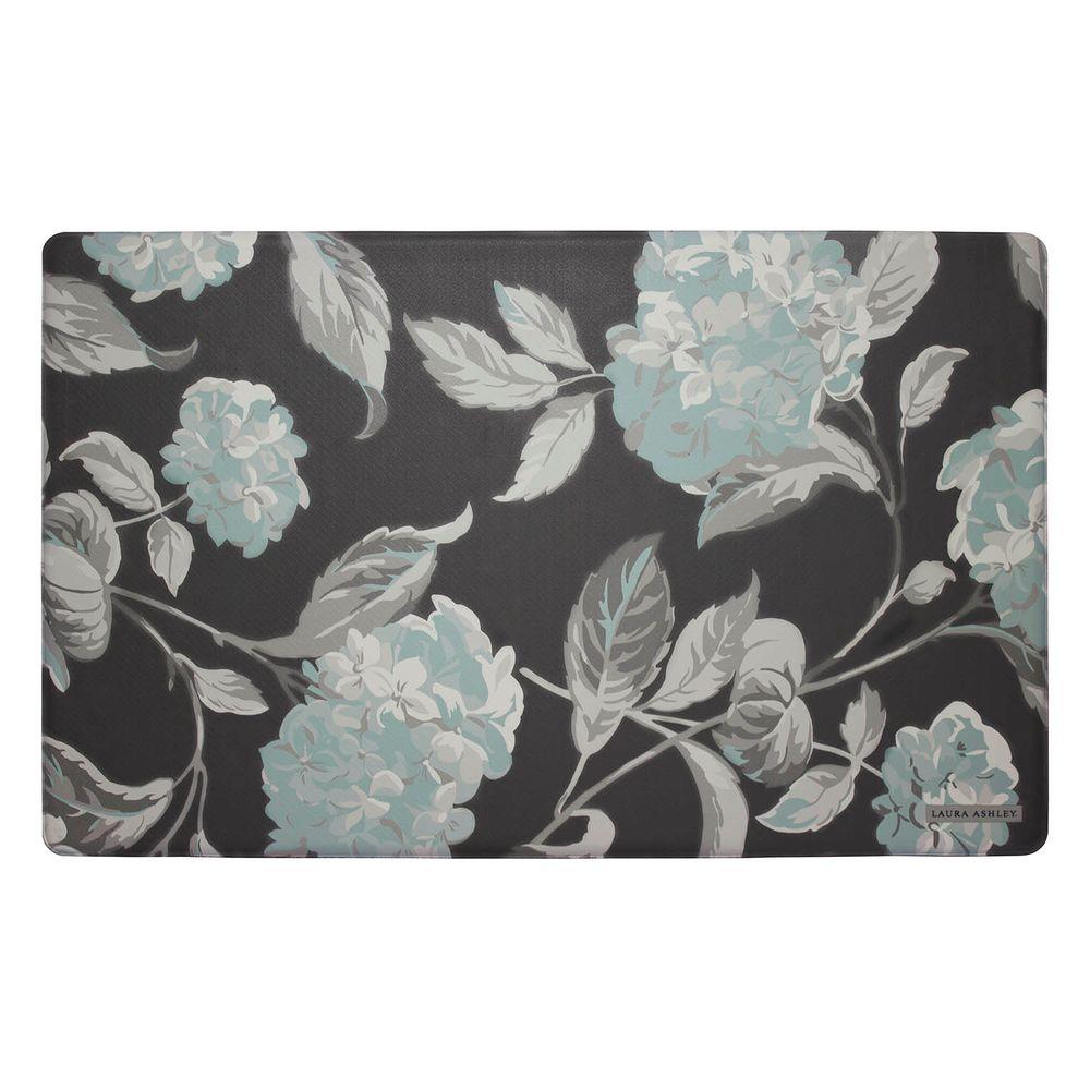 Hydrangea Dark Gray 20 in. x 32 in. Memory Foam Kitchen