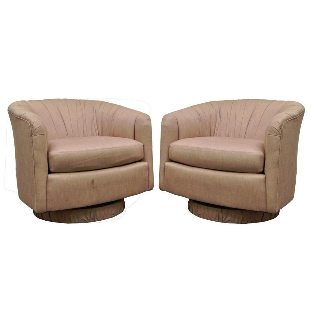 Pair Vintage Mid Century Modern Dansen Swivel Club Lounge Chair Milo  Baughman Armchair Mint Throw Blanket Danish London Grey Leather Couch High  Back