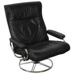Kebe Black Leather Mid-Century Modern Style Swivel Reclining Lounge Chair |  Chairish