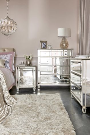 Add luxury to the room with the mirrored bedroom furniture