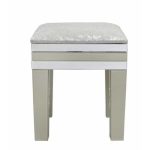 Contemporary Cream Clear Mirrored Glass Dressing Table Stool