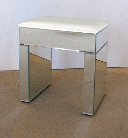 Venetian Mirrored Dressing Table Stool White Top - Buy from the