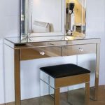 Mirrored Venetian Glass Half Moon Dressing Table With Mirror & Stool
