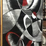 Abstract Contemporary 5x8 Red Black White Gray Area Rug Modern Carpet # Contemporary