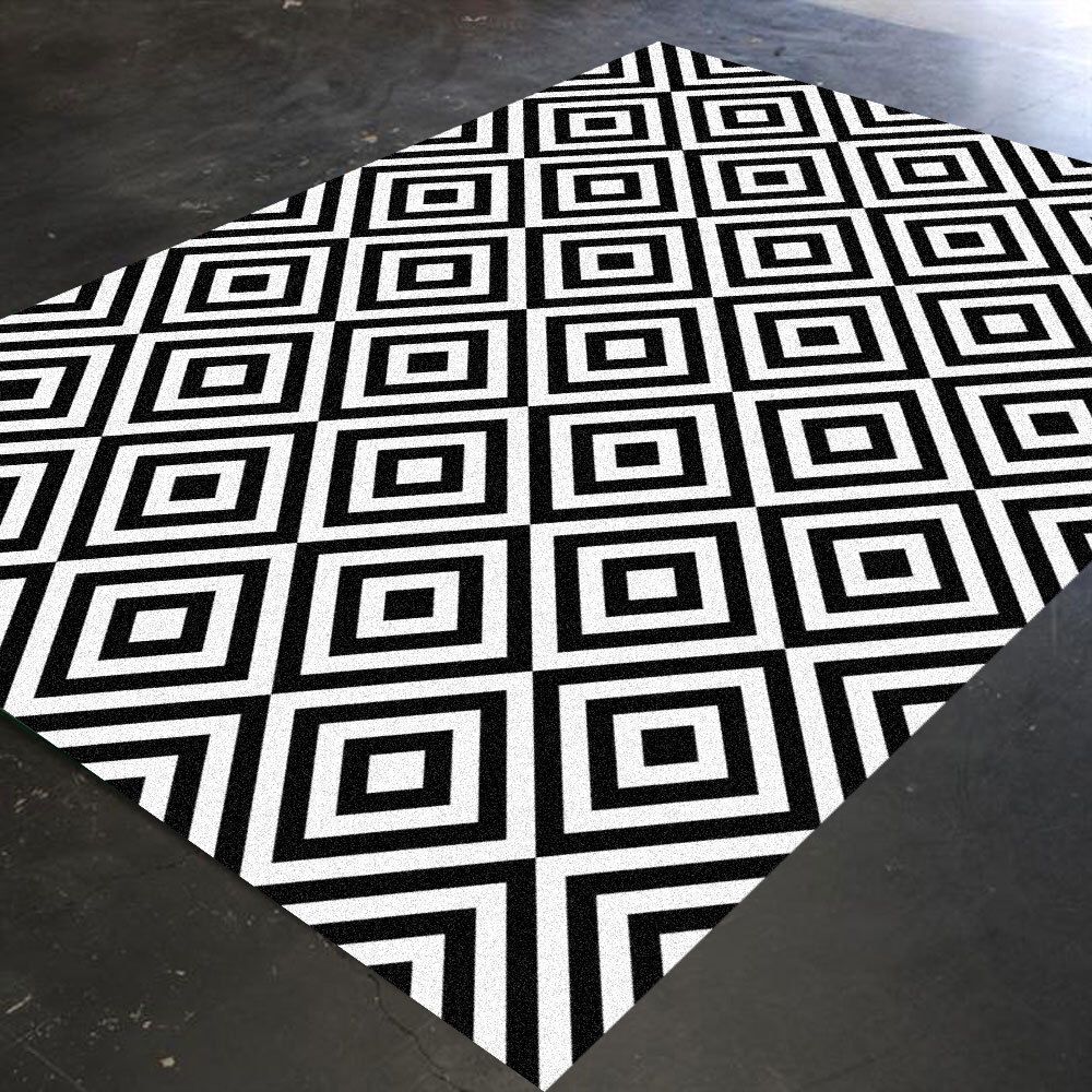 Black And White Rug, Geometric Rug, Bedroom Rug, Living Room Rug, Christmas  Rug…