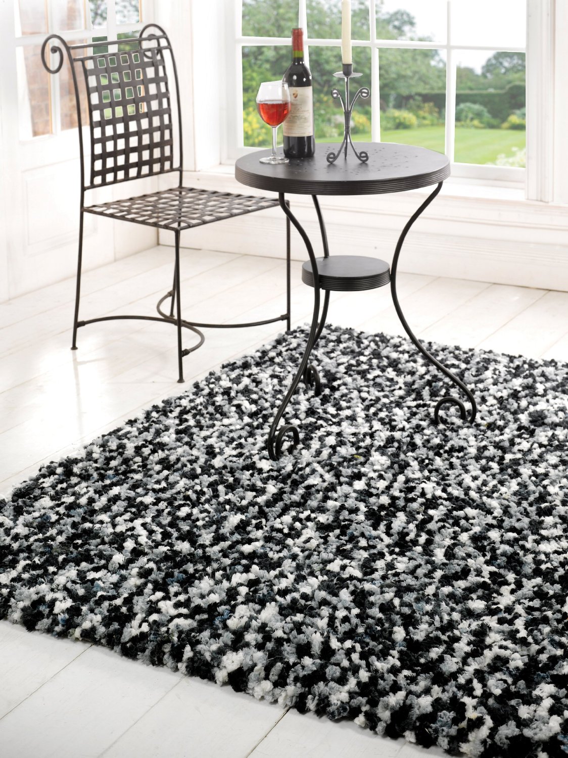 Shag Black And White Rugs