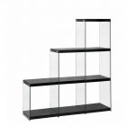 Modern Black Bookcase with Glass Sides CO 260