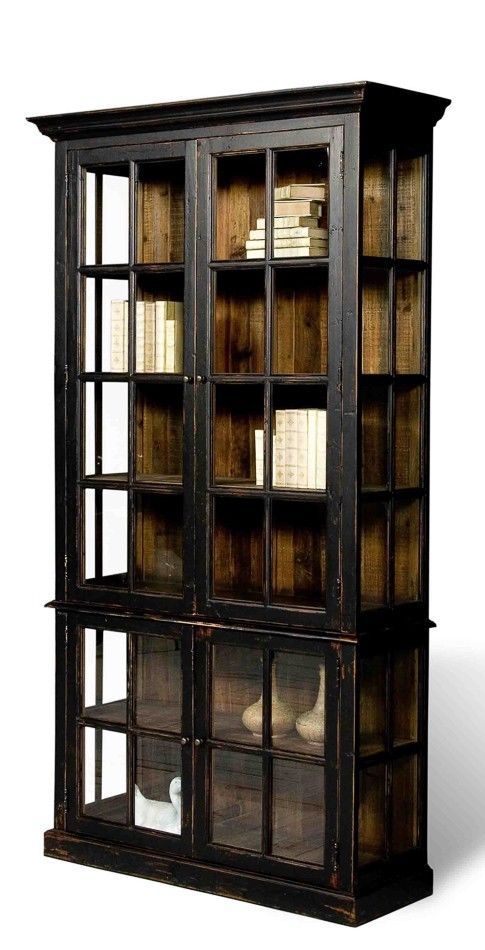 Unique and creative modern black  bookshelf with doors