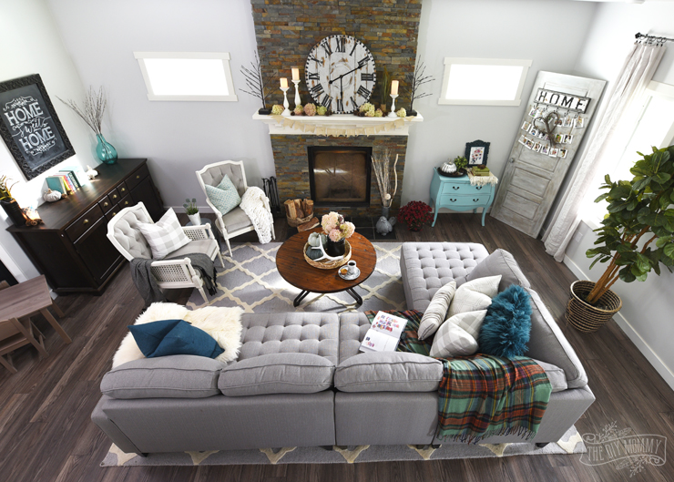 Modern country boho farmhouse living room with Fall touches