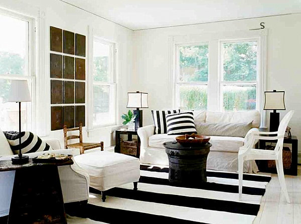 View in gallery Modern country living room with stripes