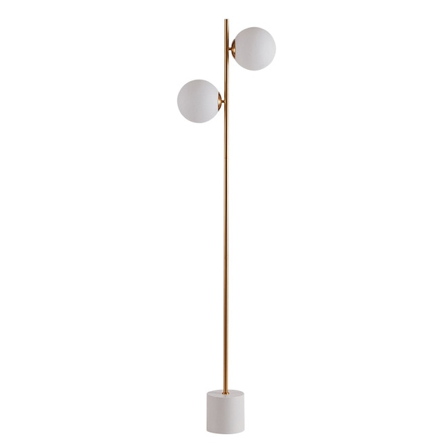 Modern Floor Lamp 2 head marble base Coffee Table Standing Light