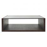 Zoom image Modern Coffee Table With Walnut Veneer And Smoke Glass  Contemporary, Glass, Wood, Center