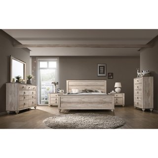 Imerland Contemporary White Wash Finish 6-Piece Bedroom Set, King