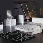 White Glossy Finish Stylish Modern Bed w/Optional Casegoods