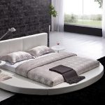 Modern King Bed With White Leather Headboard Round TOS T009 WH K Plan 8