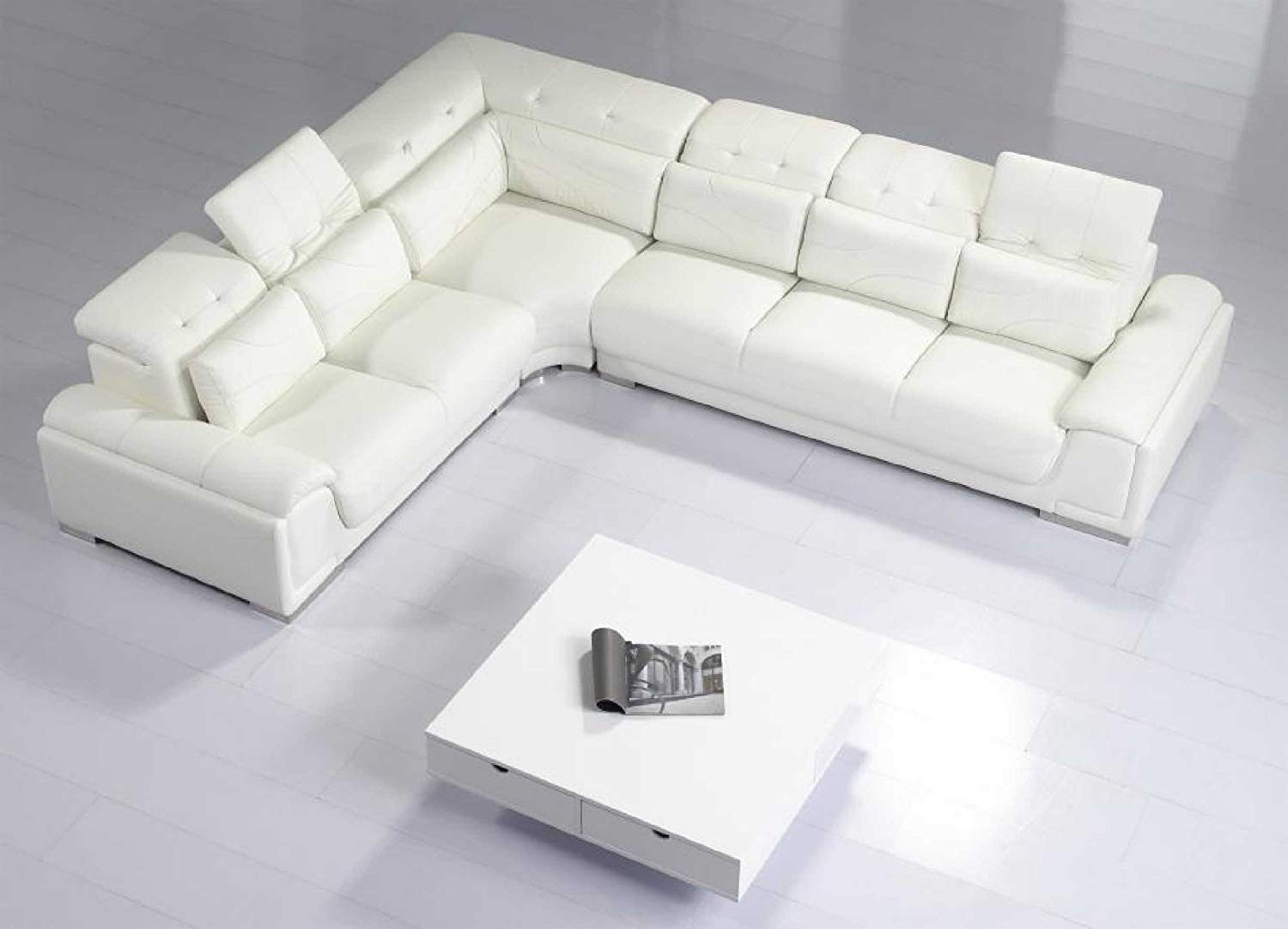 Traveller Location: Modern Furniture- VIG- T93C - Modern White Leather Sectional  Sofa: Kitchen & Dining