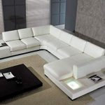 Modern Leather 5 Piece Sectional Sofa in White