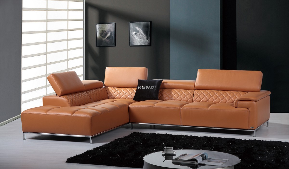 Genuine and Italian Leather, Corner Sectional Sofas. Contemporary Genuine Leather  Sectional