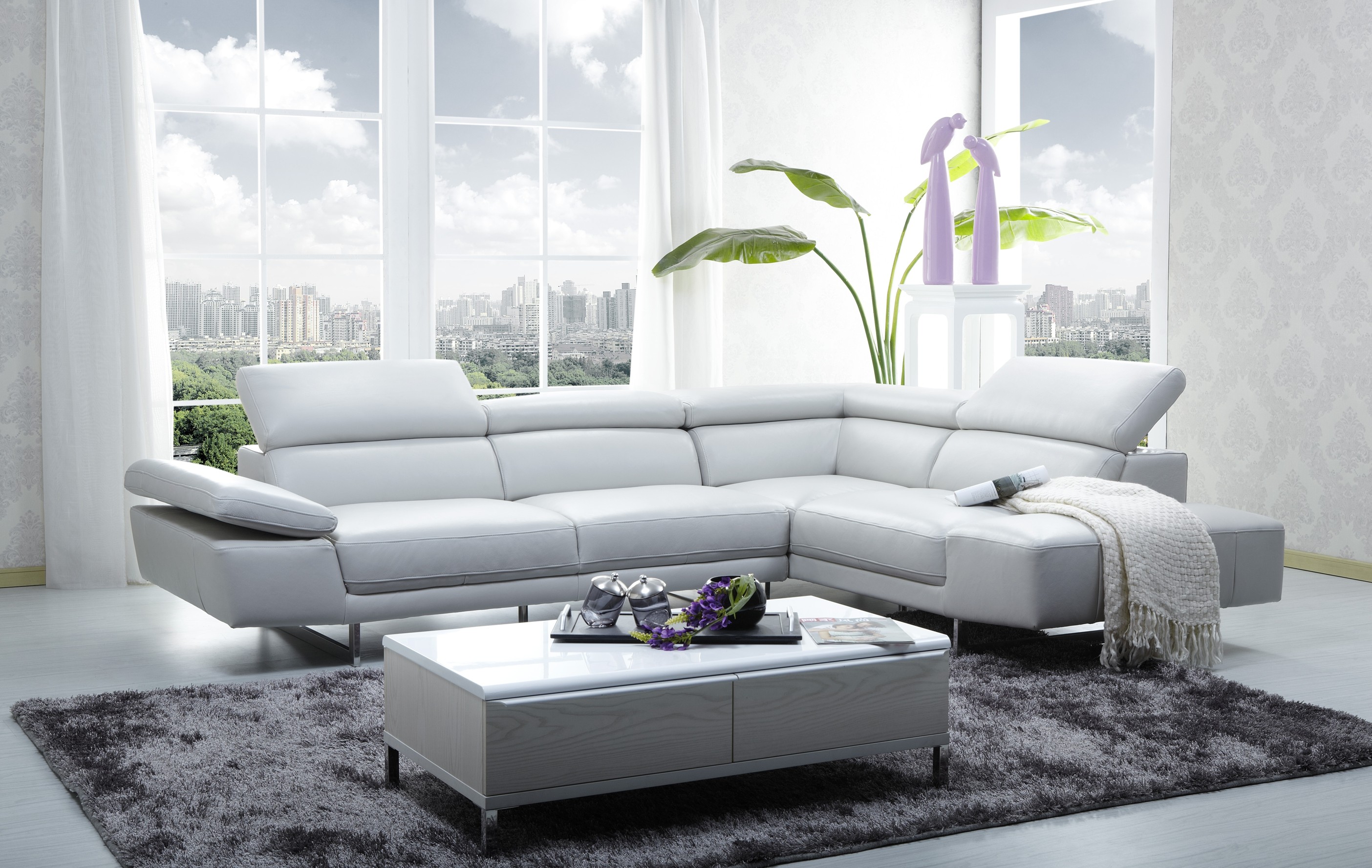 CADO Modern Furniture - 1717 Italian Leather Modern Sectional Sofa