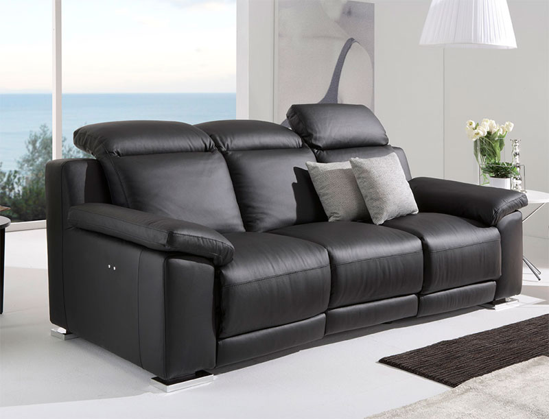 Contemporary Leather Sectional With Recliner