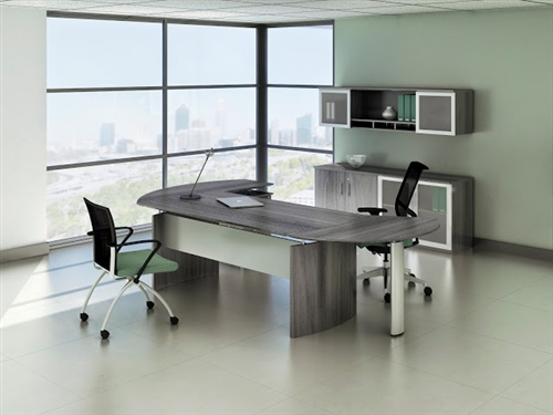 Mayline Medina Series 6 Piece Modern Office Furniture Set with Gray Steel  Finish