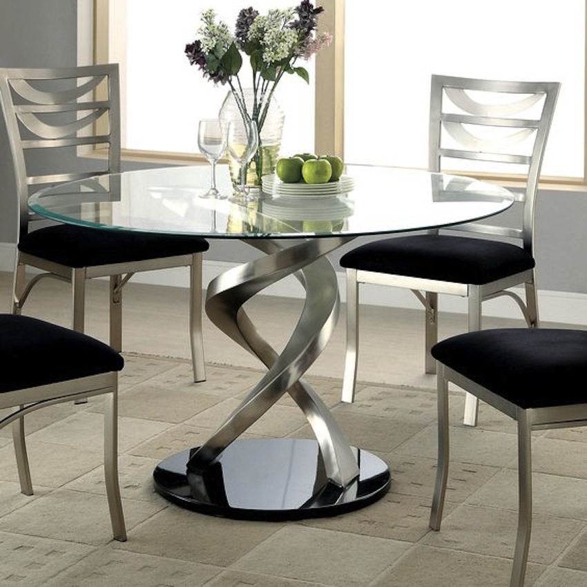 Modern Glass Kitchen Table Round Glass Dining Room Table Sets Clear Glass  Dining Table