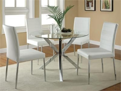 Modern chrome and glass dining table set #modern