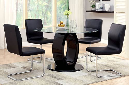 Furniture Modern Round Glass Table Sets. Furniture of America Quezon Round  Glass Top Pedestal Dining Table