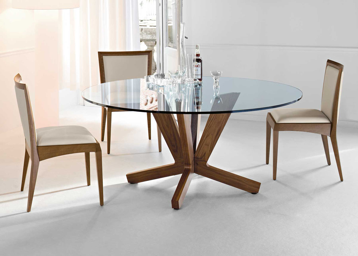 Dining Tables, Gorgeous Modern Round Dining Room Tables 6 Glass Table  Contemporary Top Set 4