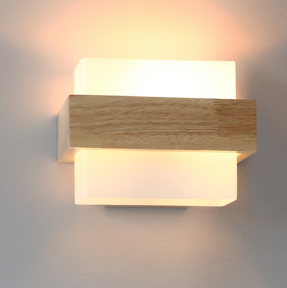 Creative Wooden Glass Wall Sconce Simple Modern LED Wall Light Fixtures For  Bedroom Wall Lamp Home