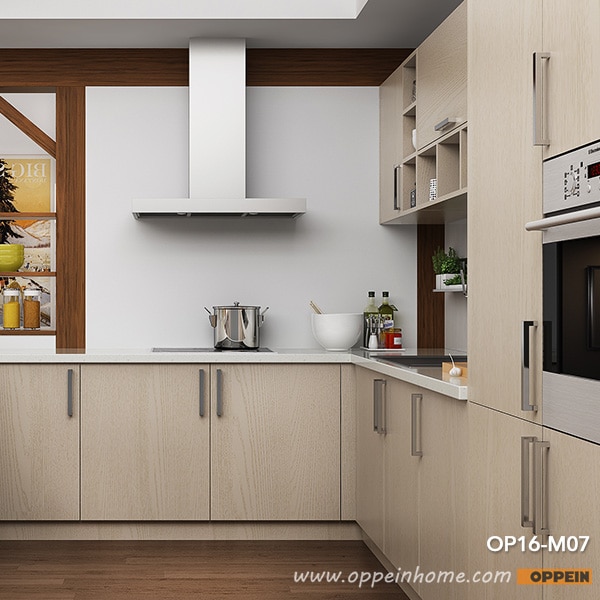 Oppein Modern Light Wood Grain Kitchen Cabinet (OP16 M07)-in Kitchen