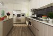 Modern Wood Grain Melamine Kitchen Cabinet OP14-M06