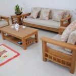 Wood Living Room Sofa and Table in Small Modern Living Room Interior