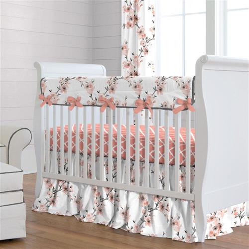 Light Coral Cherry Blossom Crib Bedding