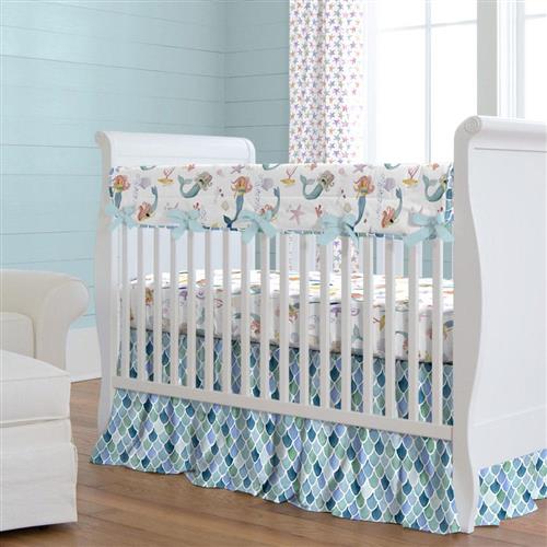 Watercolor Mermaids Crib Bedding