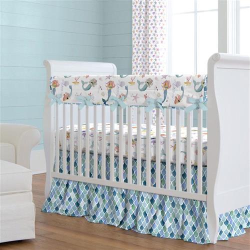 Watercolor Mermaids Crib Bedding