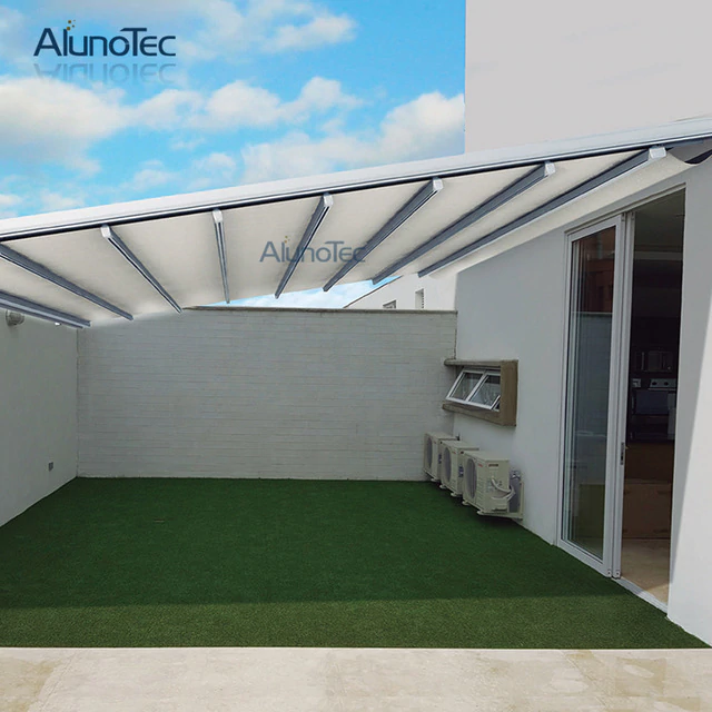 Waterproof Retractable Awning Motorized Pergola Systems 5m width x 5m  projection x 3m height