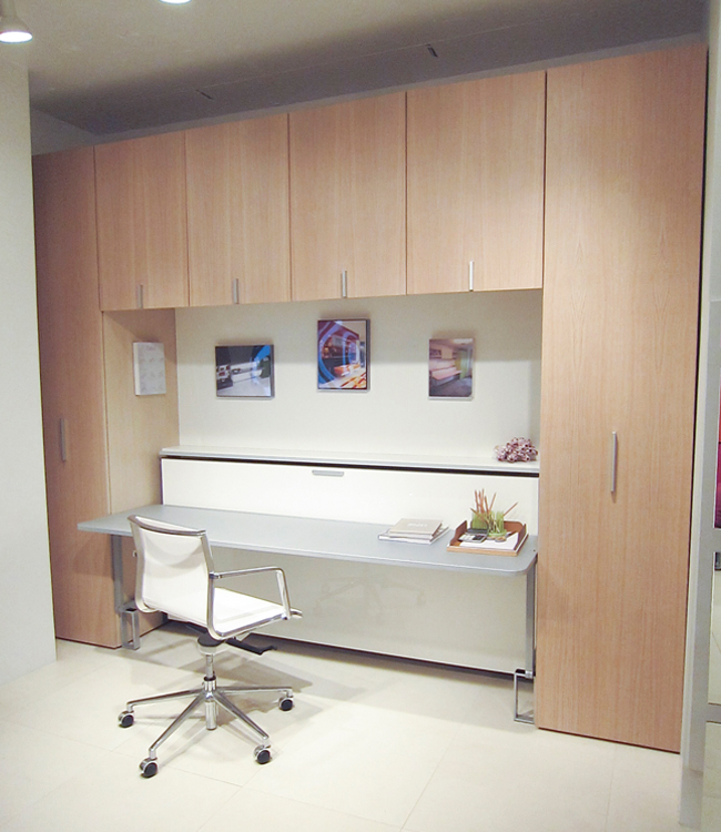 Save space with murphy bed with desk and
  storage couch