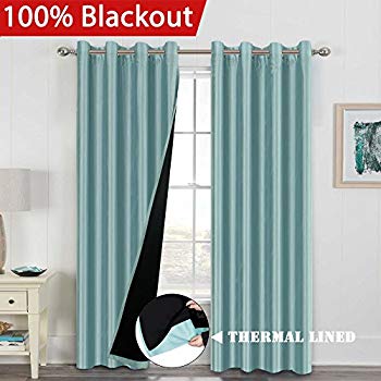 Amazon.com: H.VERSAILTEX Faux Silk Natural 100% Blackout Lined Pair