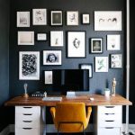 small space design home office with black walls