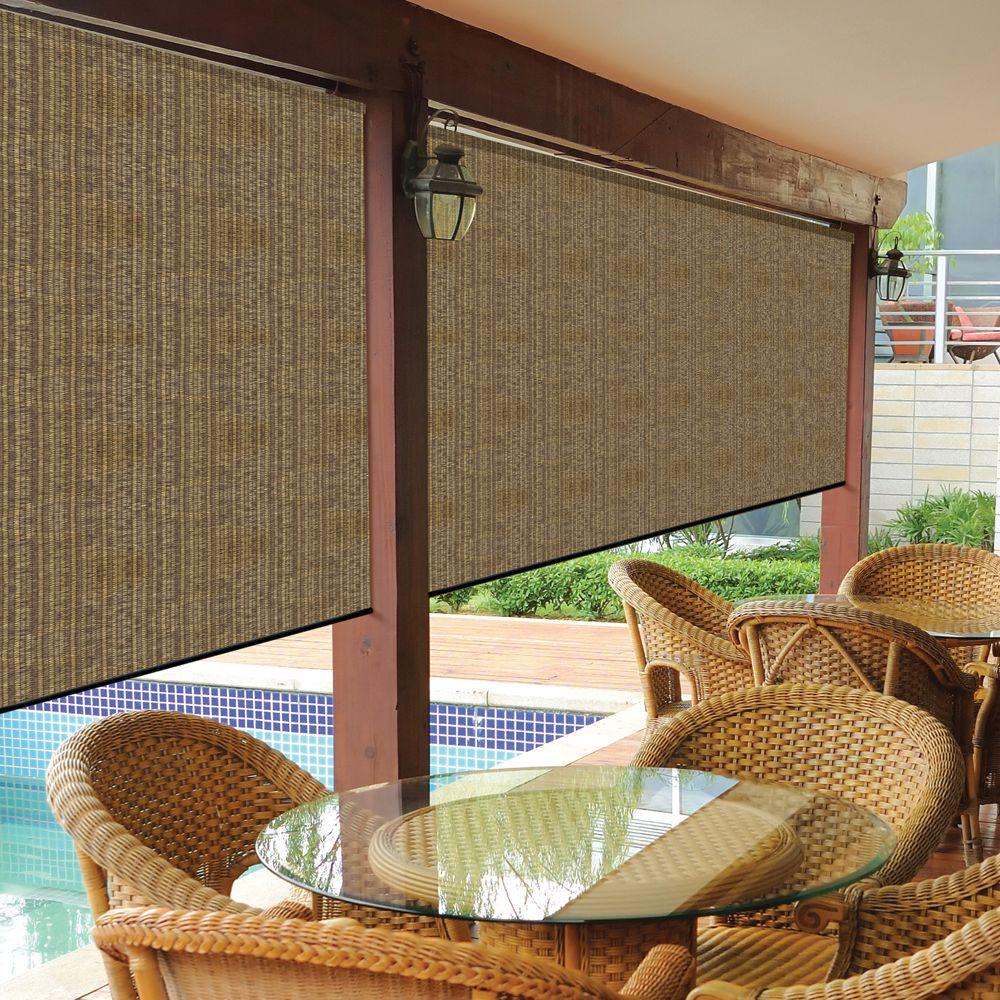 Walnut Cordless Exterior Roller Shade - 120 in. W x 96 in. L