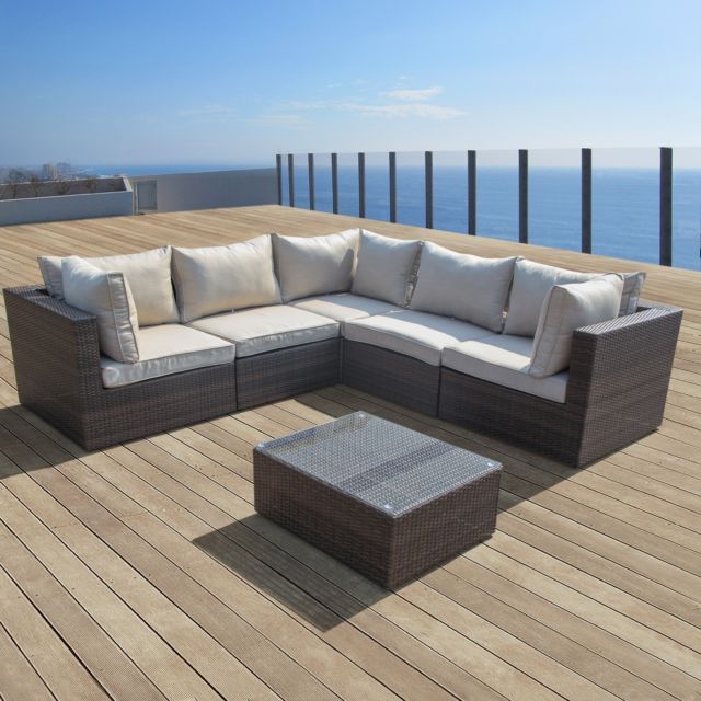 SUPERNOVA Outdoor Patio 6pc Sectional Furniture PE Wicker Rattan
