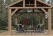 Outdoor Wooden Gazebo 14x12 Pavilion Metal Roof for Patio Furniture